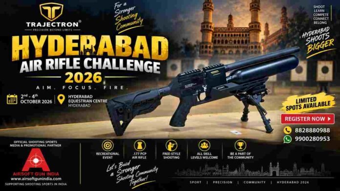 Trajectron Hyderabad Air Rifle Challenge 2026, Hyderabad Air Rifle Challenge, Trajectron air rifle India, .177 PCP air rifle, shooting sports Hyderabad, Airsoft Gun India, recreational shooting sports India, air rifle event Hyderabad